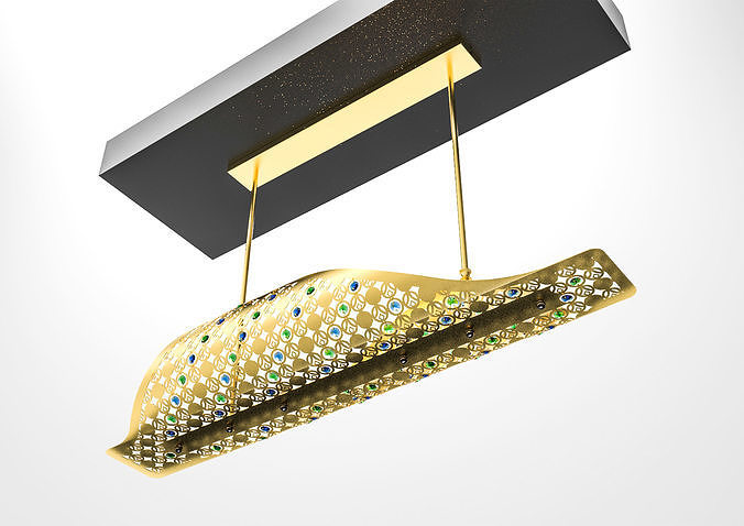 pendentif éclairage lumière lustre métal cristal lampe meubles salon toit intérieur conception illuminé maison 3D print model - Mito3D