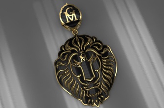 pendentif lion bijoux or de l'anneau anneau mode d'argent bague en diamant luxe la décoration conception carte imprimable symbole illustration shining rétro scientifique pendentifs 3d print model - Mito3D