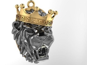 pendant lion printable gold platinum silver versace crown gem jewelry pendants 3d print model - Mito3D