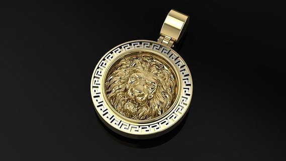 pendant lion key greek jewelry diamond ring gold fashion coin pendants 3d print model - Mito3D