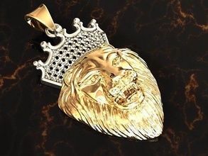 kolye aslan kral altın takı lüks yazdırılabilir platin gümüş moda mücevher parlak elmas güzellik çap hayvan 3d print model - Mito3D