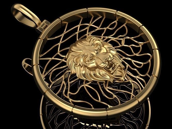 pendant lion v2 necklace head ring leon jewellery gold silver jewel male tiger jewelry necklaces pendants 3D print model - Mito3D