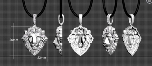 pendentif Lion bijoux argent or calcul pendentifs 3d print model - Mito3D