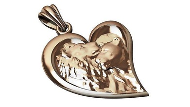pendente leoni 3dprinted design moda oro d'oro gioiello gioielleria stampa stampabile stampa prototipazione argento elegante cuore amore ciondoli 3d print model - Mito3D