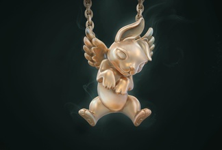 pendant baby rabbit magerit 3d print model silver printable bunny kid zbrush sculpting cad rhinoceros jewelry pendants cute angel 3d print model - Mito3D