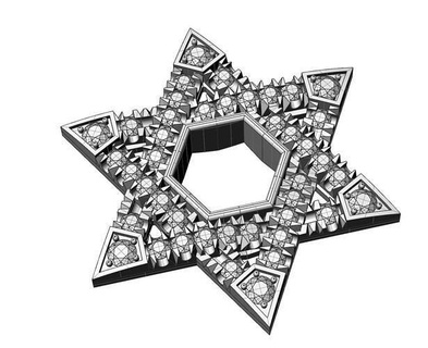 pendentif étoile or bijoux argent imprimable diamant bague bijou mariage gemme platine Collier engagem vêtements bracelet engagement sterling pendentifs 3d print model - Mito3D
