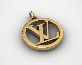 pendant louis vuitton gold jewelry shining lv pendants 3d print model - Mito3D