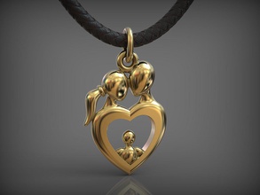 pendant love 02 jewelry gold baby family printable silver jewellery engagement wedding valentine santayork 3d 3dmodel heart lover lovers pendants amulet 3d print model - Mito3D