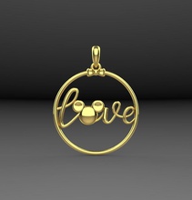 pendant love mickey mouse gold silver jewelry sterling jewel jewellery wedding gift necklace heart print 3dmodel elegant fashion beauty pendants 3d print model - Mito3D