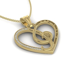 kolye Aşk müzik altın takı yazdırılabilir kalp şarkı sözleri aşk müziği elmaslar sevgili emaye aksesuar moda Sarı beyaz gül tiz nota anahtarı 3d print model - Mito3D