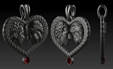 pendant lover wedding love jewelry silver romance gift gold 3d pendants 3d print model - Mito3D