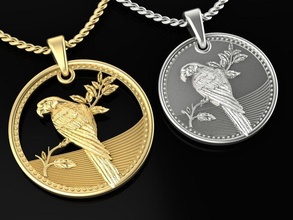 pendant macaw jewelry bird printable parrot gold beast wild jewellery silver stl 3ds obj cad nature print animal necklaces ara pendants 3d print model - Mito3D