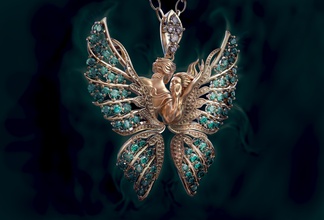 pendant magerit butterfly jewelry sculpt gold silver print 3dprint zbrush design art sculpture jewel statue printable pendants 3d print model - Mito3D