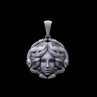 colgante pendiente Medusa esculpir joyería joya plata libra esterlina imprimible criatura Luna oro collar colgantes 3d print model - Mito3D