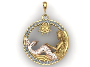 kolye Deniz Kızı Yazdır model altın gümüş yüzük elmas yazdırılabilir mücevher nişan cad balık takı Shayeste tasarım sterlin kadın Kadın zbrush kız 3d print model - Mito3D