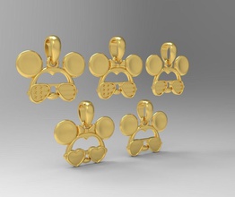 kolye mickey mouse güneş gözlüğü 5 adet set fare altın aşk Gümüş takı sterling mücevher hediye kalp baskı 3dmodel zarif moda lüks trend 3d print model - Mito3D