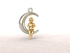 pendant molesh jewelry mohash moon gold two colors pendants 3d print model - Mito3D