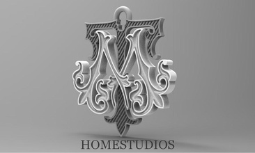 pendant monogramm tm symbol design decoration mono gold silver letter abstract font jewelry art fantasy ornate pendants 3d print model - Mito3D