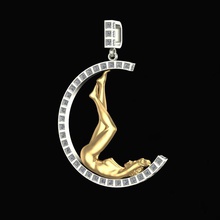 colgante pendiente luna sueños oro joyería joya diamante moda belleza libra esterlina sueño brillante plata niña colgantes 3d print model - Mito3D