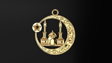 pendant mosque 146 jewelry gold arabic gem pendants 3d print model - Mito3D