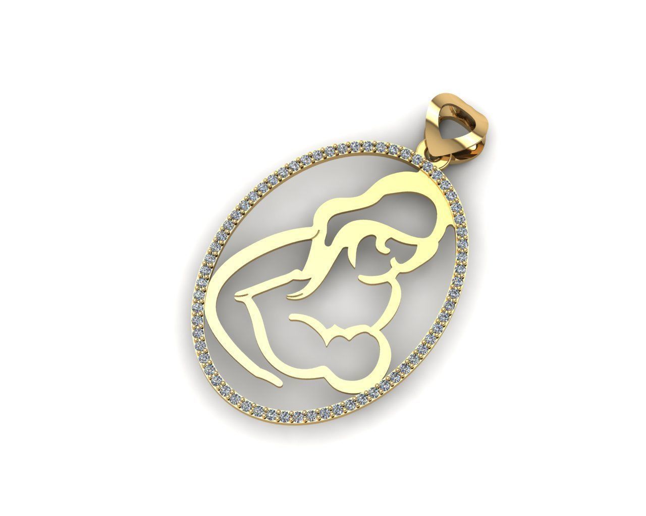 pendant mother - baby gold jewelry diamond silver jewel gem cute fashion chain pendants character mom printable 3D print model - Mito3D