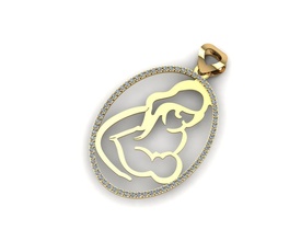 pingente mãe bebê ouro joalheria diamante prata jóia gema fofa moda pingentes personagem imprimível 3d print model - Mito3D
