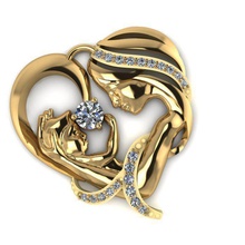 pendant mother child jewelry baby newborn enfant gold silver diamonds pendants 3d print model - Mito3D