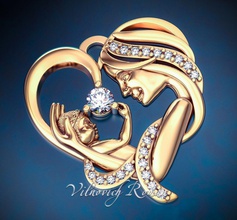 pendant mother daughter jewelry jewellry gold jewel gem diamond gemstone pendants 3d print model - Mito3D