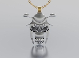 pendentif moto or luxe bijoux brillant mode argent chaîne bijou acier chrome rétro gemme pendentifs 3d print model - Mito3D