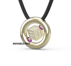 pendant movable cube gems jewelry coub jewel part gem diamonds bagel ring detail gold present prototype printable classic woman necklace pendants 3d print model - Mito3D