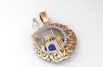 pendant muslim mosque gems enamel pendent jewel jewelry gold gem pendants 3dprint printing printable cnc prototype prototyping 3dmodel ring rings 3djewel engagement 3d print model - Mito3D