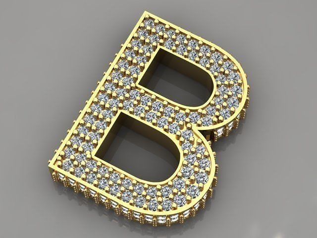 b pendente collana gemme femmina donna moda oro argento stampabile brillante gioielleria parola diamante squillare sterlina bellezza capi abbigliamento fidanzamento diamant ciondoli 3D print model - Mito3D