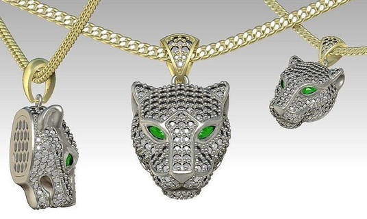 pendant necklace jewelry necklece gold silver maskiyan zbrushjewelry diamond leopard puma panzer tiger cat ring pendants 3d print model - Mito3D