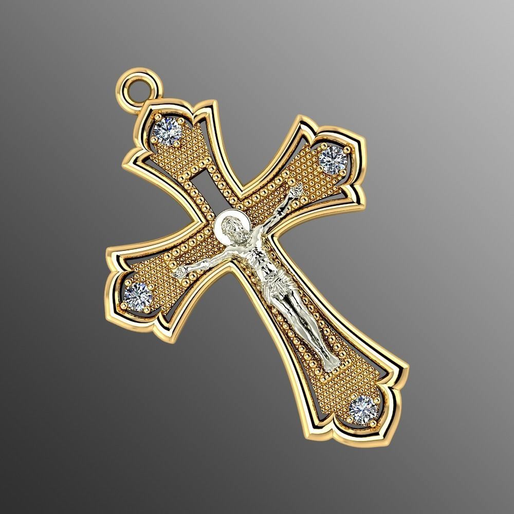 kolye od 6 çapraz takı sembol isa din mücevher altın lüks moda parlak inanç jesu 3D print model - Mito3D