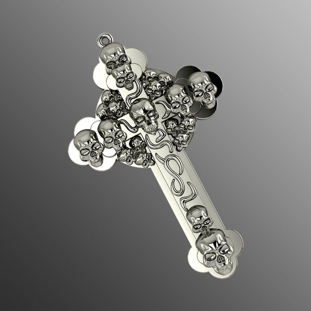 pendant od 8 cross jewel jewelry jewellery pendants printable scull 3d gold silver halloween sculpture 3D print model - Mito3D