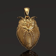 colgante búho 052 la joyería el owl de oro gem cad plata joya blanco colgantes 3d print model - Mito3D