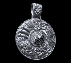 pendentif p002 bijoux le diamant gem joyau or d'argent de dragon yin yang platine pierre précieuse brillant les pierres précieuses diamants pendentifs 3d print model - Mito3D