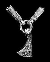 kolye p004 takı altın Gümüş beyaz mücevher yazdırılabilir celtic ax köpek kafaları bıçak axe 3d print model - Mito3D