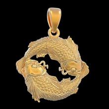 pendant p009 jewelry silver printable gold zodiac fish pisces cad printebl pendants 3d print model - Mito3D
