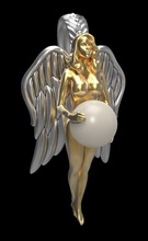 pingente p011 jóias ouro de prata printable platina sterling pérola anjo garota pingentes 3d print model - Mito3D