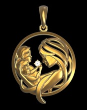 kolye p012 takı mücevher gümüş parlak altın moda güzellik sterlin çap yazdırılabilir anne bebek 3d print model - Mito3D