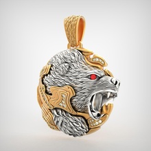 kolye p091 mücevher takı hayvan ayı tasarım gümüş yazdırılabilir sterlin altın taşlar değerli taş elmaslar baş parlak doğa moda güzellik 3d print model - Mito3D