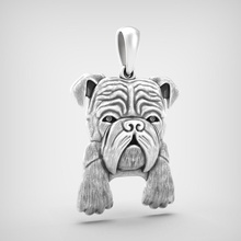 pendant p095 jewel jewelry sculpture silver printable platinum dog statue figure gold bulldog animal sterling pendants 3d print model - Mito3D