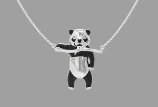 pingente urso panda esmalte gemas jóias 3d o design dimon denamel fassion ouro komplekt imprimir esculpir de prata pingentes 3d print model - Mito3D