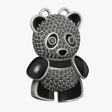 pendentif panda v1 bijoux or argent conception diamant élégant gemme femmes imprimable ours nounours louche nature animal bijou cnc platine pendentifs 3d print model - Mito3D