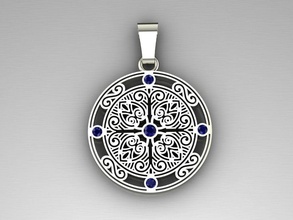 pendant patterns sapphires silver printable white cutting tracery diamonds gold luxury exclusive 3djewelry pendants classic handmade necklaces ornamental jewelry 3d print model - Mito3D