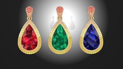 pendant pear stone diamonds brilliant ruby sapphire gold silver printable jewelry diamant brillant jewel necklace fashion beauty pendants 3d print model - Mito3D