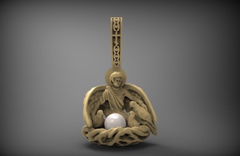 pendentif perle 3d pour imprimer le modèle tsl bijoux pendantwithpearl pearl or d'argent printmodel l'ange d'oiseaux les saints pendentifs 3d print model - Mito3D