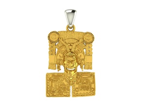 pendentif pectoral préhispanique mexicain mexicana art bijoux imprimable argent platine brillant or culture collier sterling pendentifs 3d print model - Mito3D