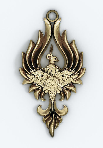 pendant phoenix jewerly bird gold jewelry pendants 3D print model - Mito3D